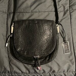 Black Leather Vince Camino Crossbody Bag